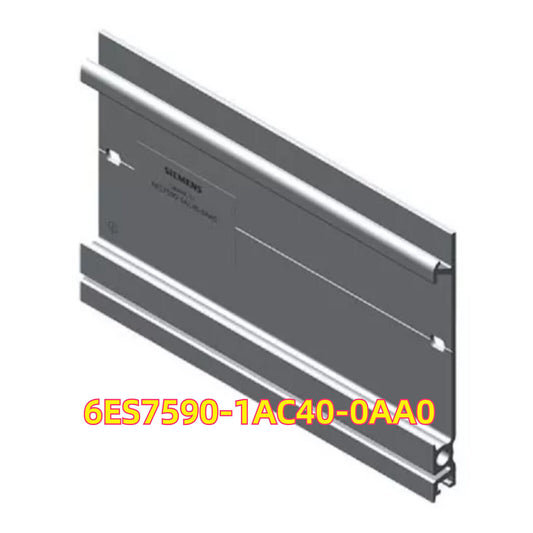 Siemens 6ES7 590-1AC40-0AA0 SIMATIC S7-1500 mounting rail, gray. Includes product model number.