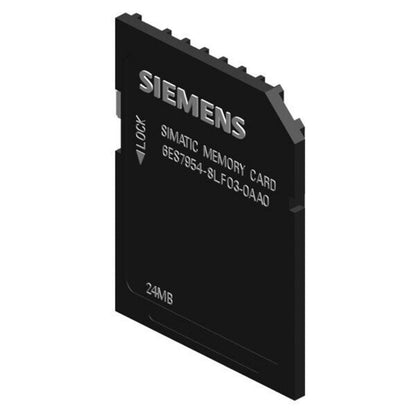 Siemens SIMATIC Memory Card 6ES7954-8LF03-0AA0 for S7-300/400/1200/1500 PLC controllers, 24MB, black MMC.