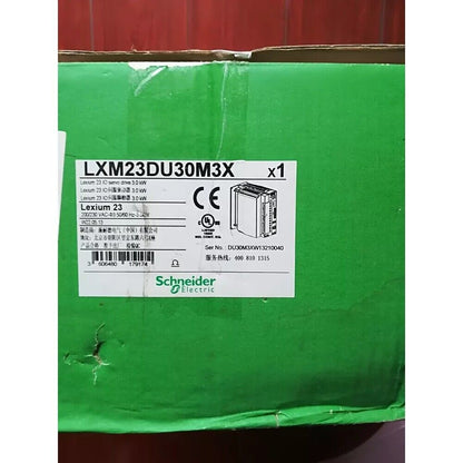 Schneider Electric LXM23DU30M3X Servo Drive, industrial automation component, product details on the box.