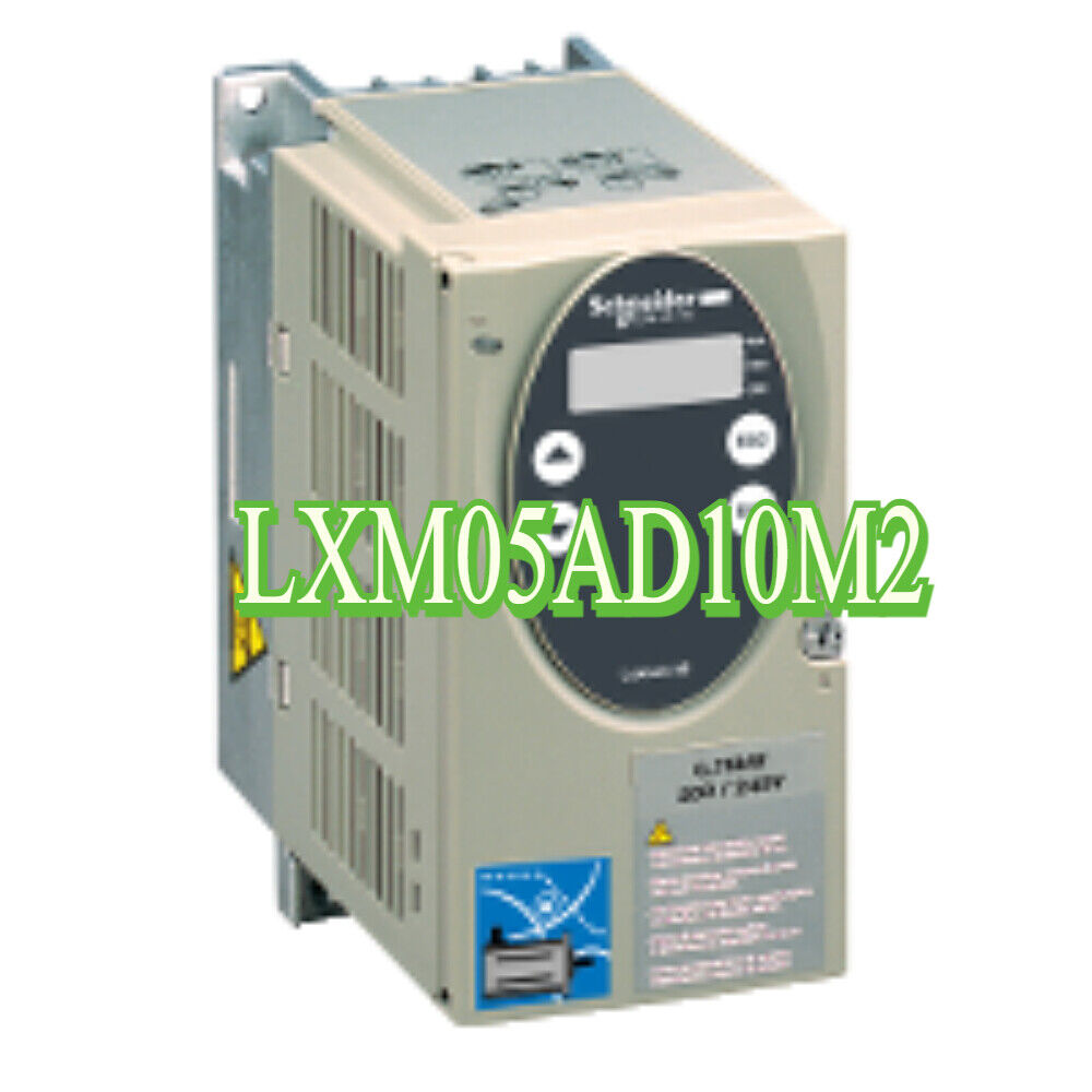 Schneider LXM05AD10M2 VFD. Industrial automation component, grey and black color scheme.
