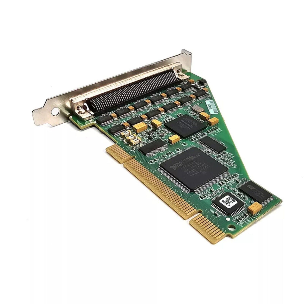 National Instruments PCI-6509 Digital I/O board. Green circuit board for data acquisition, with chips and connectors.