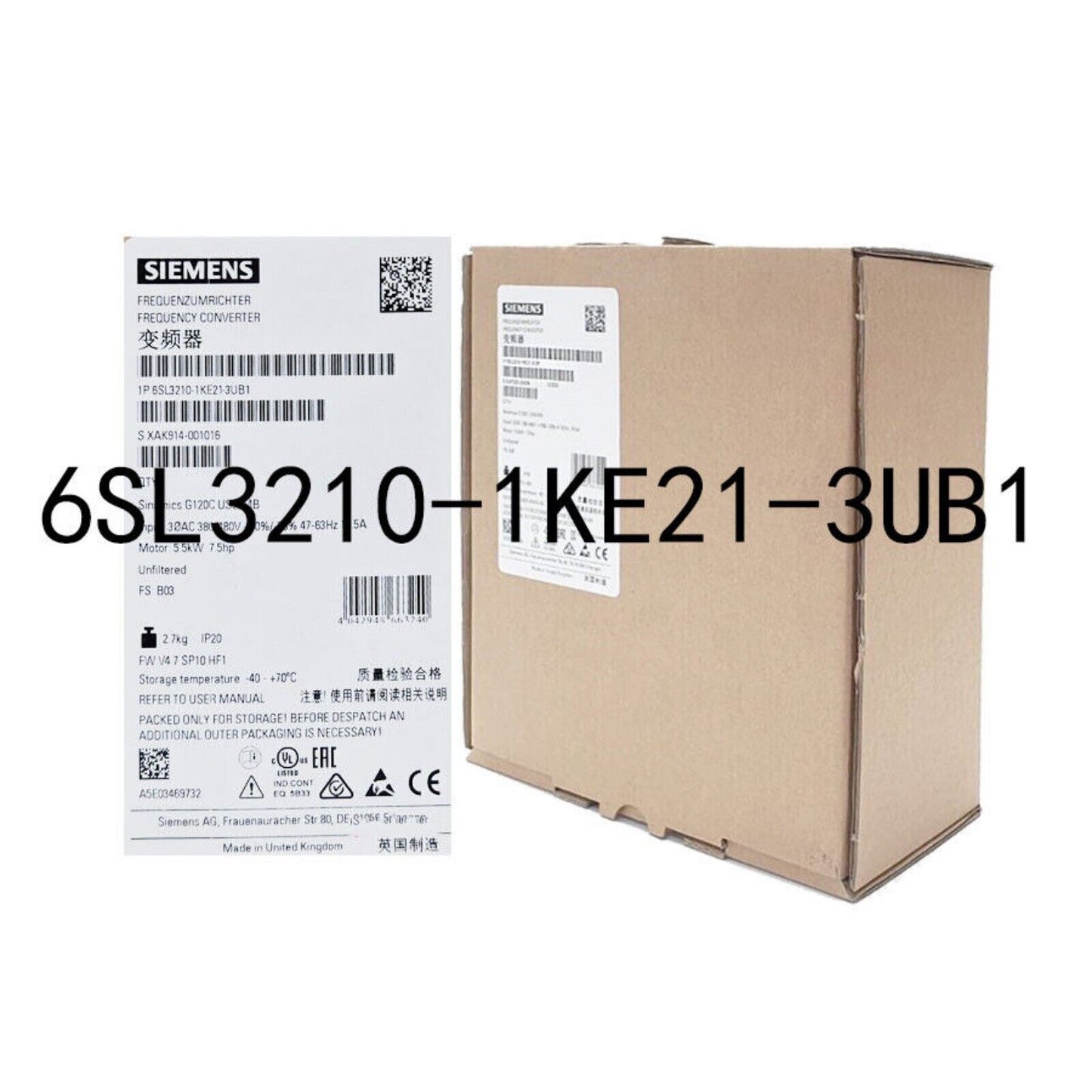 PLC | Siemens | 6SL3 210-1KE21-3UB1 6SL3210-1KE21-3UB1 SINAMICS G120C Rated Power