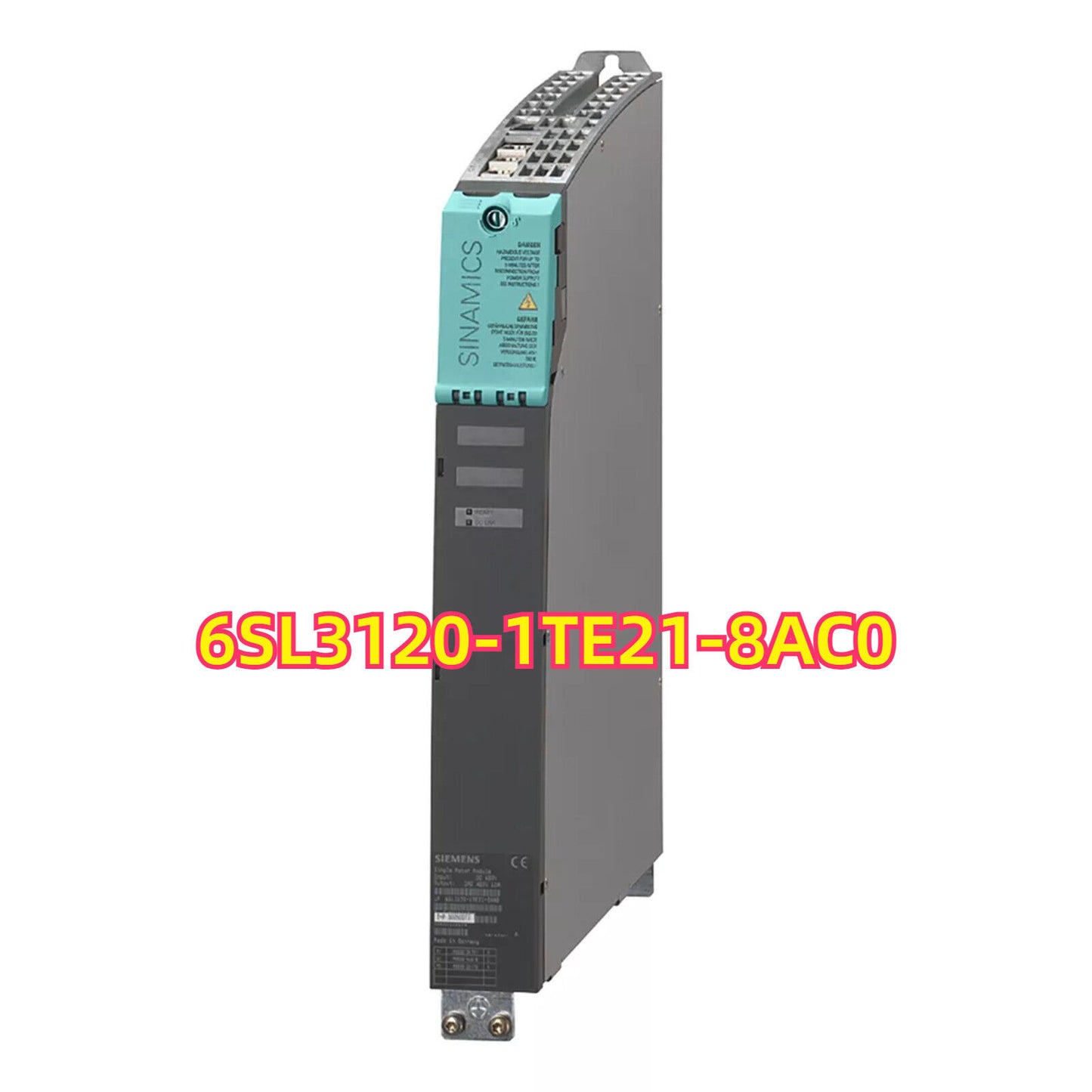 Siemens SINAMICS 6SL3120-1TE21-8AC0 single motor module. Industrial automation equipment for motor control.