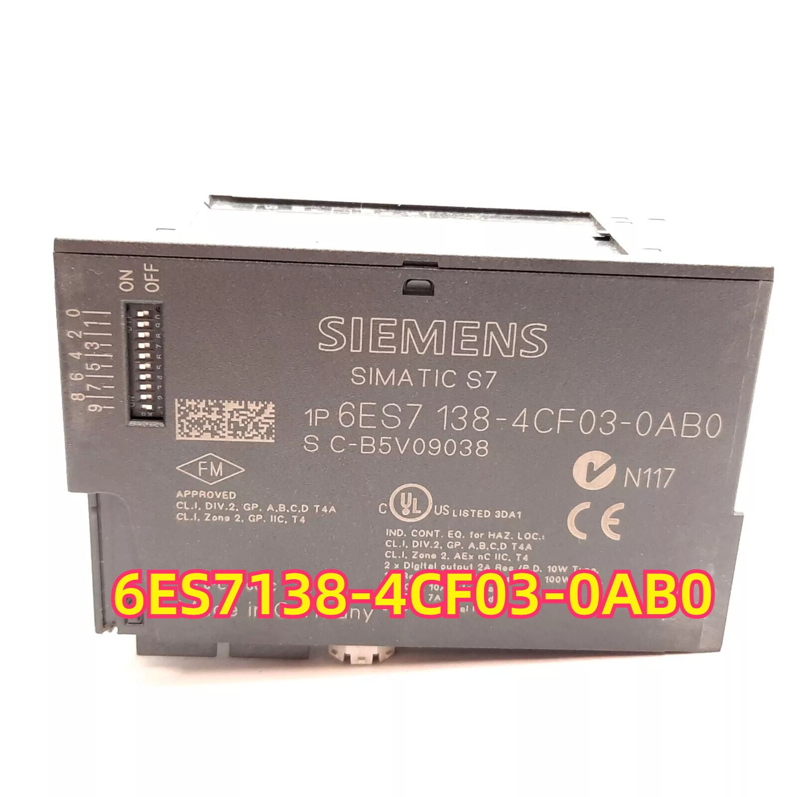Siemens SIMATIC ET 200S 6ES7138-4CF03-0AB0 TM-PULSE Module, gray, with product code and certifications