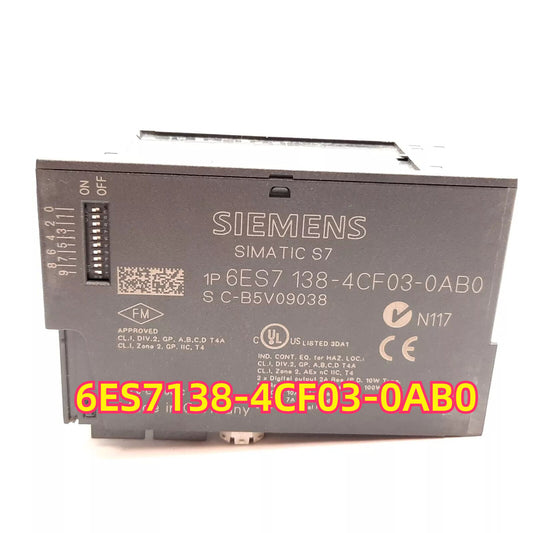 Siemens SIMATIC ET 200S 6ES7138-4CF03-0AB0 TM-PULSE Module, gray, with product code and certifications