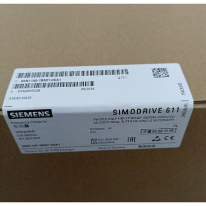 Siemens SIMODRIVE 611 frequency converter with product code 6SN1145-1BA01-0DA1, industrial automation part, Made in Germany.