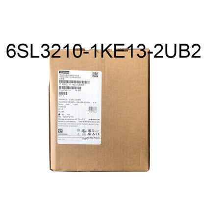Siemens SINAMICS G120C Frequency Converter 6SL3210-1KE13-2UB2 on a brown box, industrial automation.