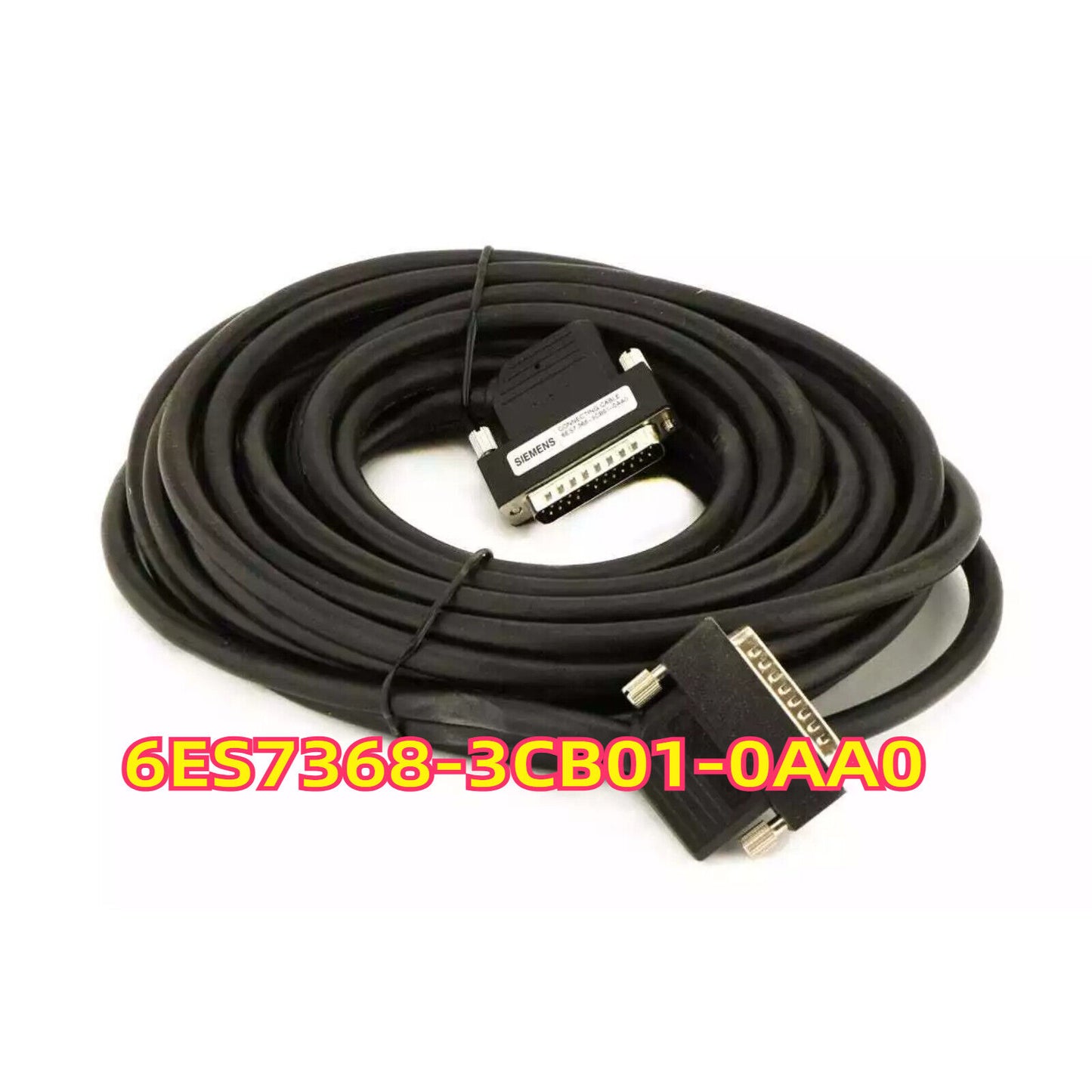 Siemens S7-300 Cable 10 m 6ES7368-3CB01-0AA0, black cable with connectors.