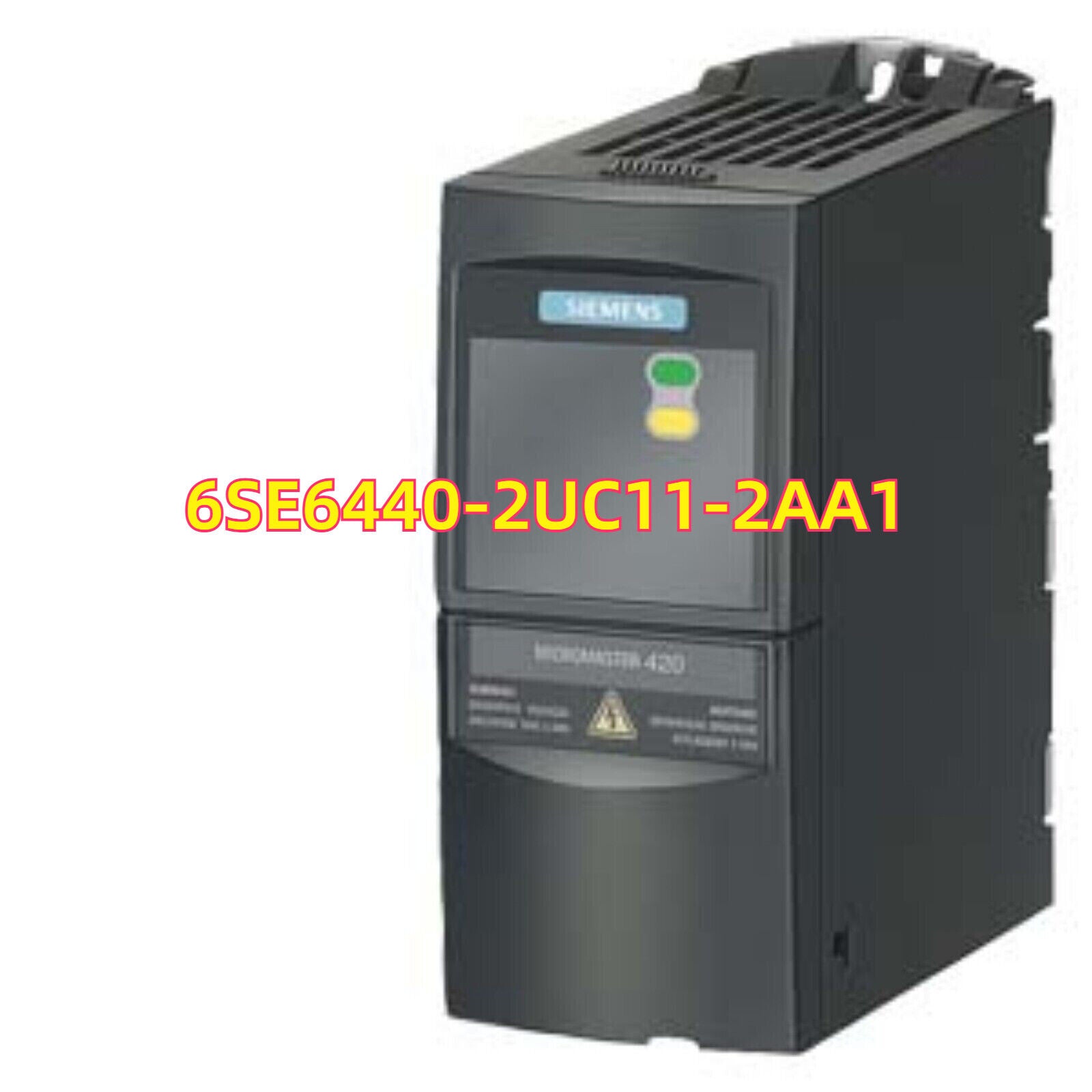 Siemens MICROMASTER 440 drive, model 6SE6440-2UC11-2AA1, industrial automation equipment.