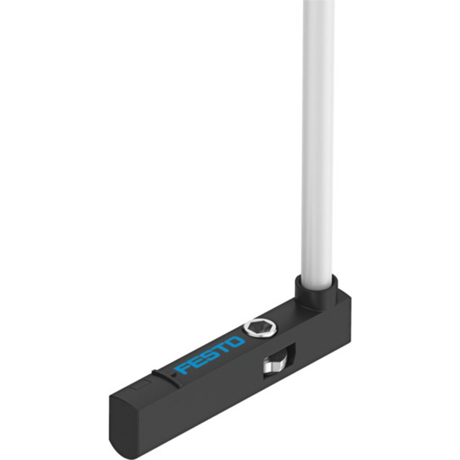Festo SMT-10M Proximity Sensor, black housing, white extension, industrial automation part