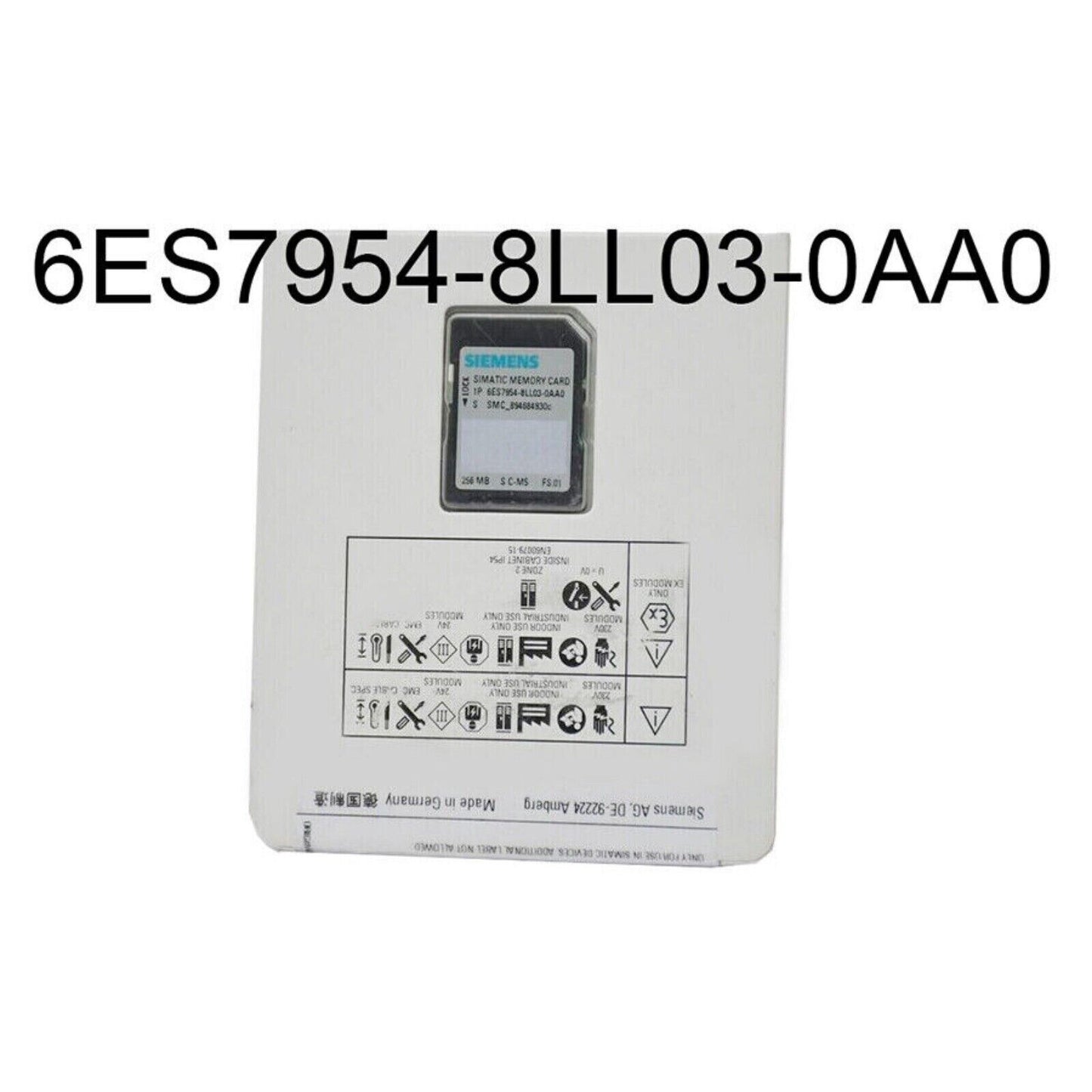 Siemens SIMATIC S7-1500 Memory Card 6ES7954-8LL03-0AA0, 256 MB, for industrial automation. Made in Germany.