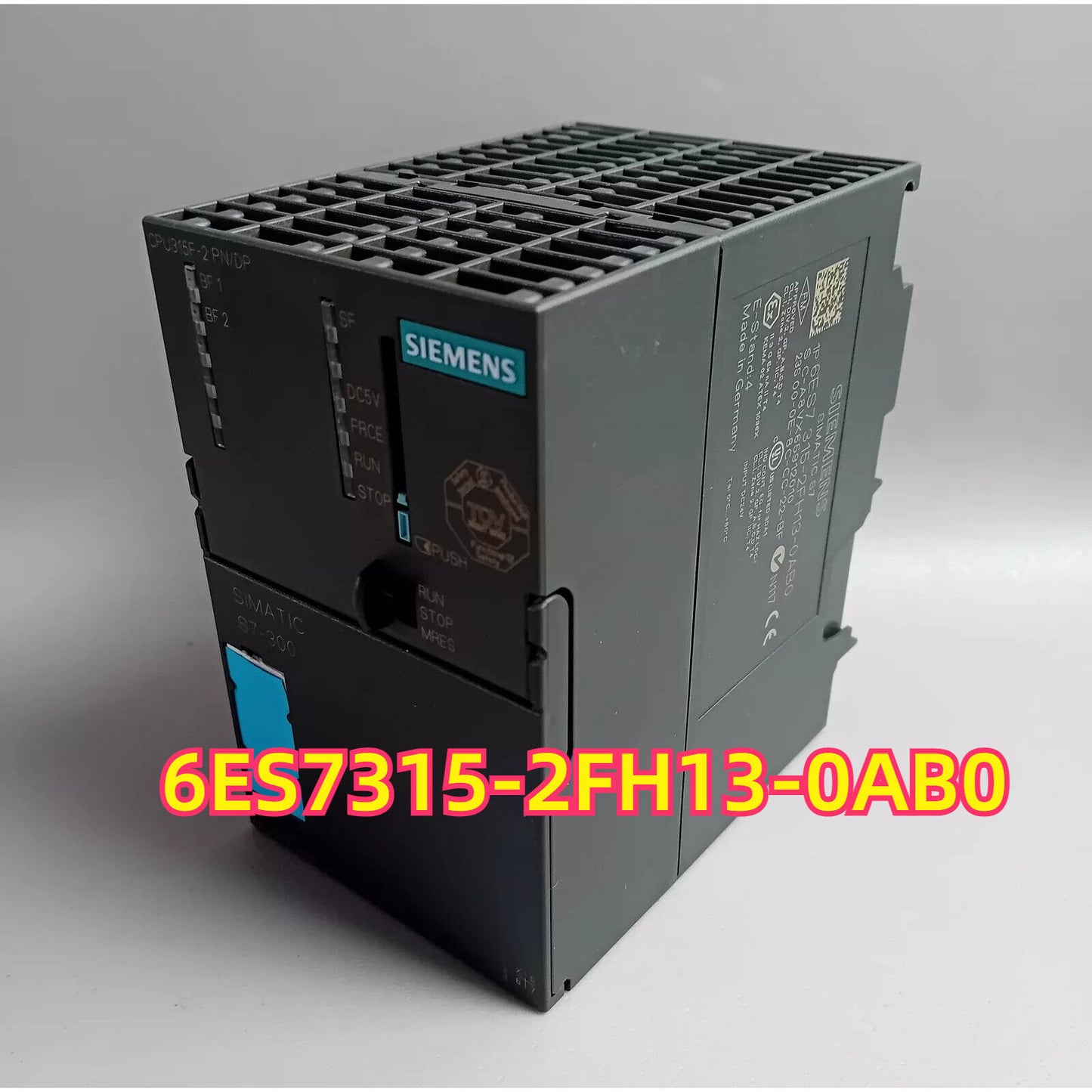 Siemens SIMATIC S7-300 PLC CPU 6ES7315-2FH13-0AB0, industrial automation part, gray color.