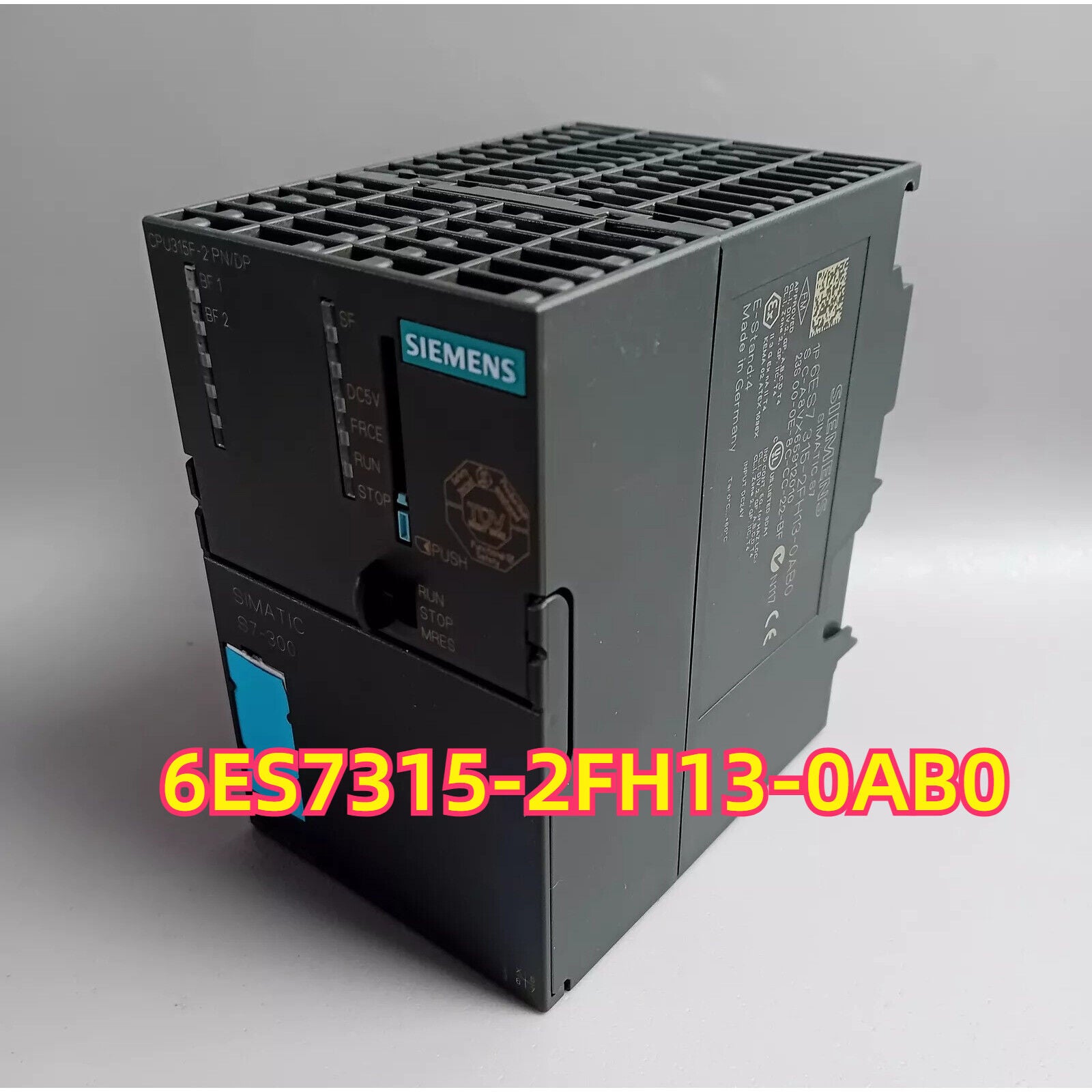 Siemens SIMATIC S7-300 PLC CPU 6ES7315-2FH13-0AB0, industrial automation part, gray color.