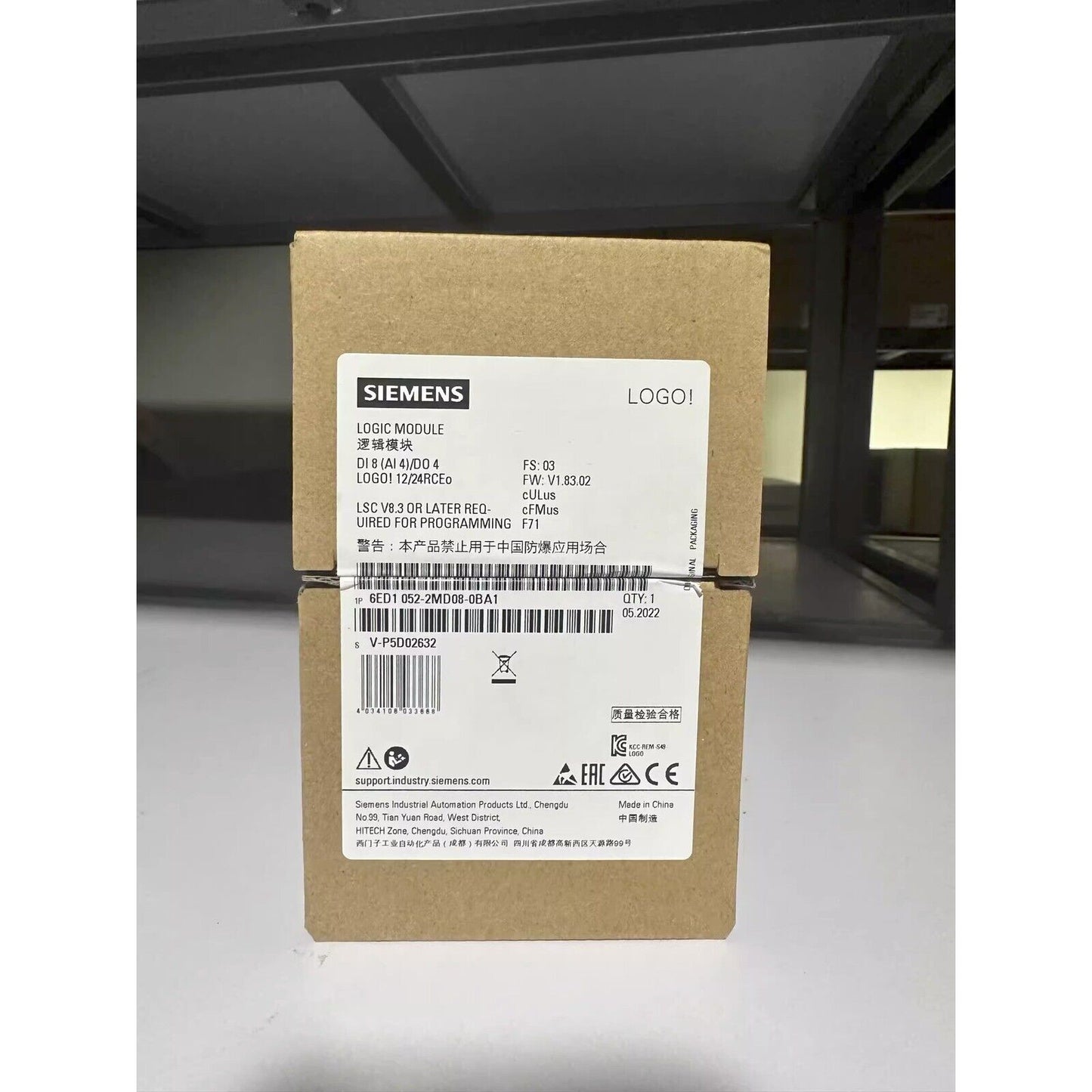 Siemens LOGO! 12/24RCEO Logic Module, 6ED1 052-2MD08-0BA1, industrial automation part, brown packaging