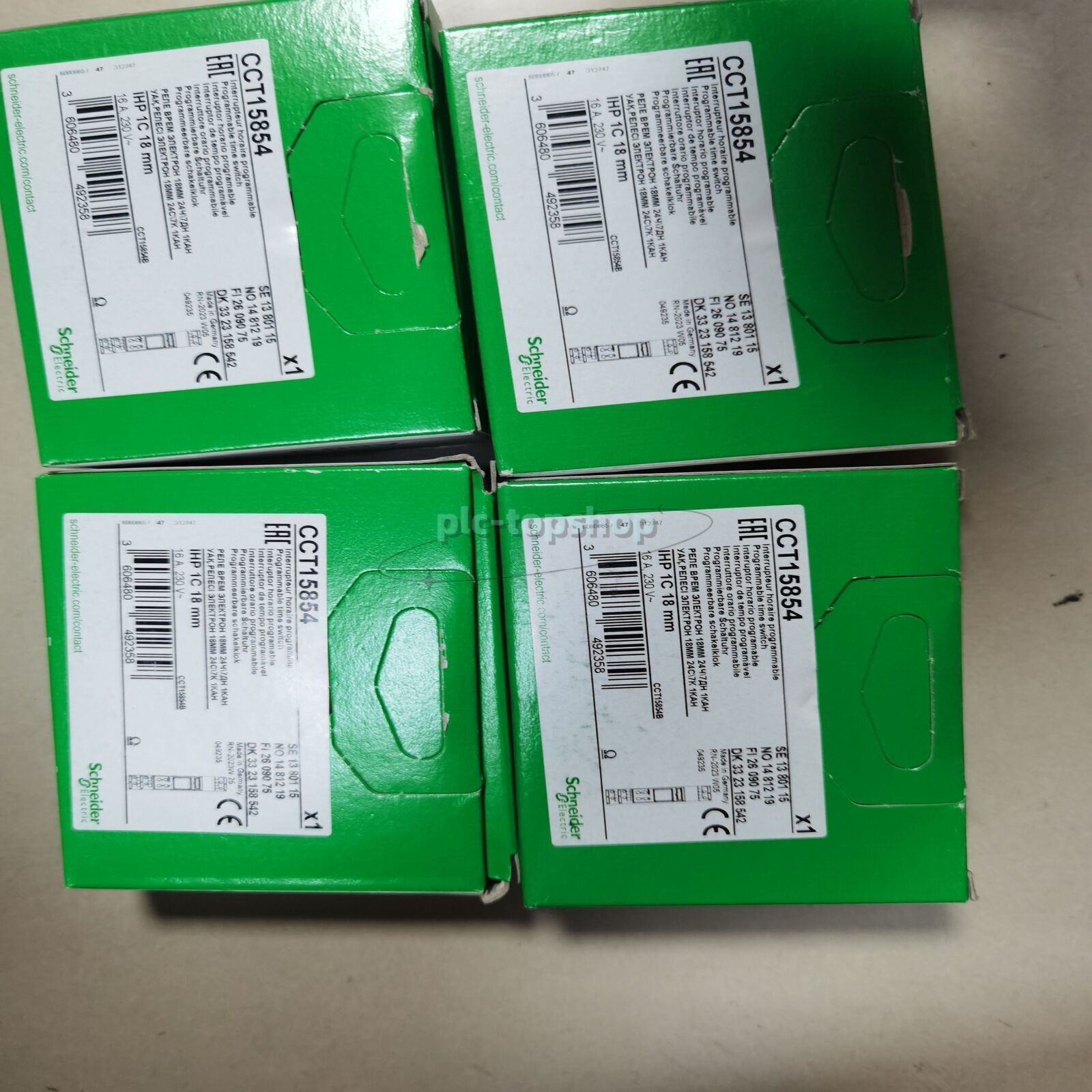 Schneider CCT15854 Programmable Time Switch, Green Packaging. 1-Channel 1C 16A, DIN Rail Mount, new in box.