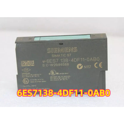 Siemens SIMATIC S7 6ES7 138-4DF11-0AB0 PLC Module, grey with product details and certifications.