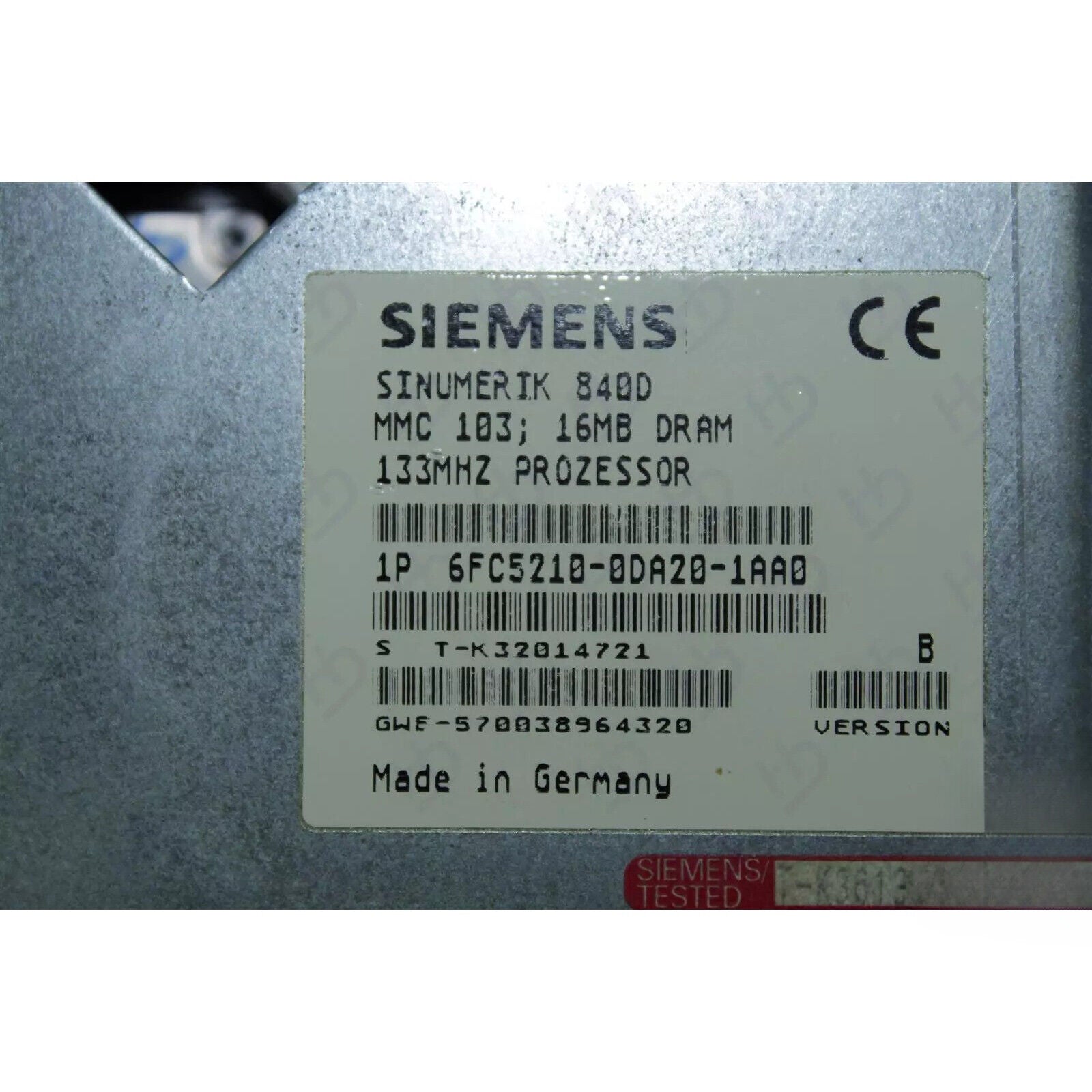 Siemens SINUMERIK 840D PLC module 6FC5210-0DA20-1AA0, industrial automation component, Made in Germany, 133MHz Processor