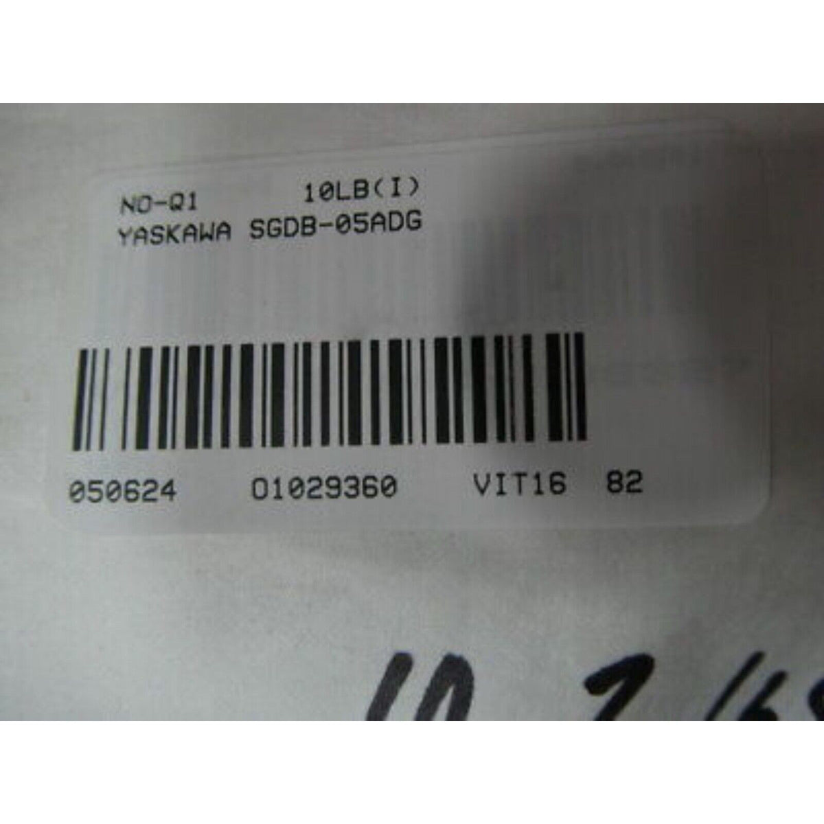 YASKAWA SGDB-05ADG servo drive label with part information, 10LB(I) weight.