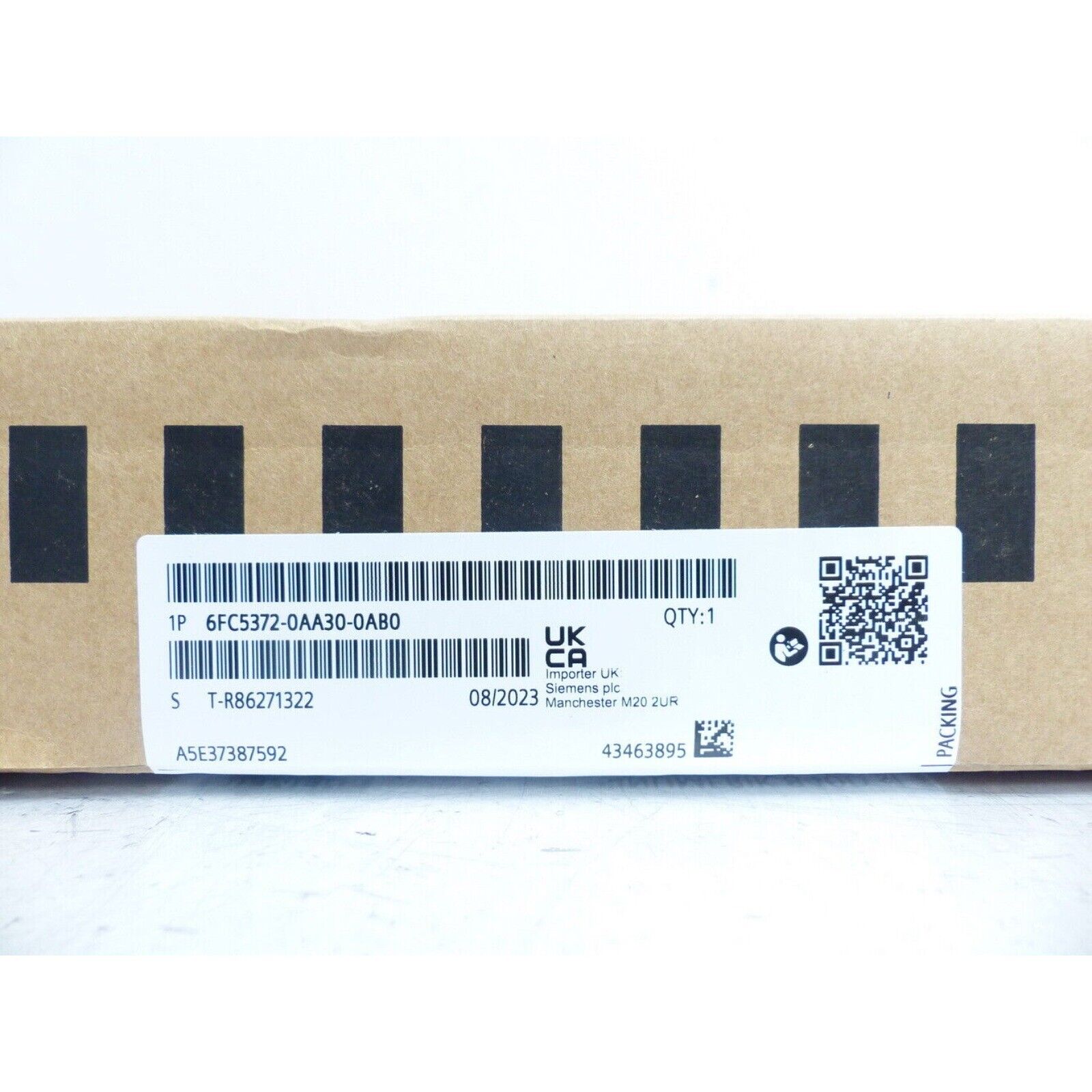 Siemens PLC 6FC5372-0AA30-0AB0 Module in brown cardboard box, packing label, Manchester UK, Quantity 1