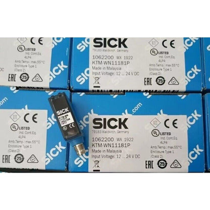 SICK KTM-WN11181P sensor, industrial automation part, blue housing, factory packaging