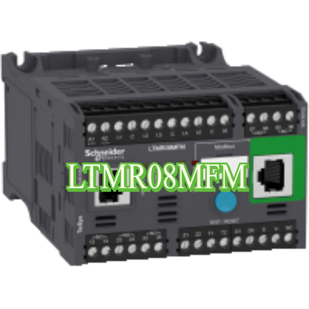 Schneider Electric LTMR08MFM Motor Controller, industrial automation component with RJ45 port and terminal block connectors.