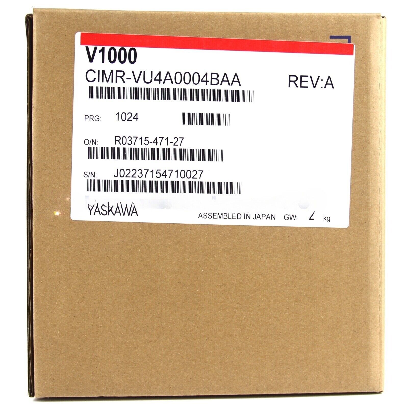 Yaskawa V1000 CIMR-VU4A0004BAA Variable Frequency Drive box, assembled in Japan.