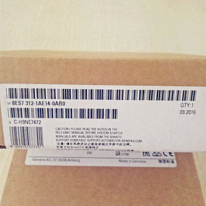 Siemens SIMATIC S7-300 CPU 312 PLC module box label, 6ES7 312-1AE14-0AB0, industrial automation part