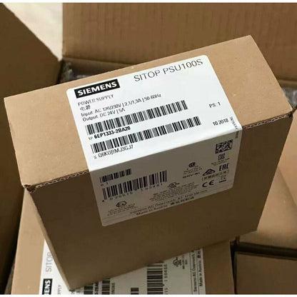 Siemens SITOP PSU100S power supply box, 6EP1333-2BA20. Industrial automation part with 24V/5A output.