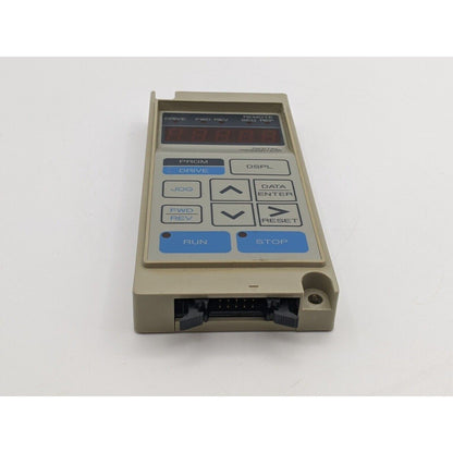 Yaskawa JVOP-100 Digital Operator Keypad for Varispeed Series. Features buttons for Run, Stop, and data input.