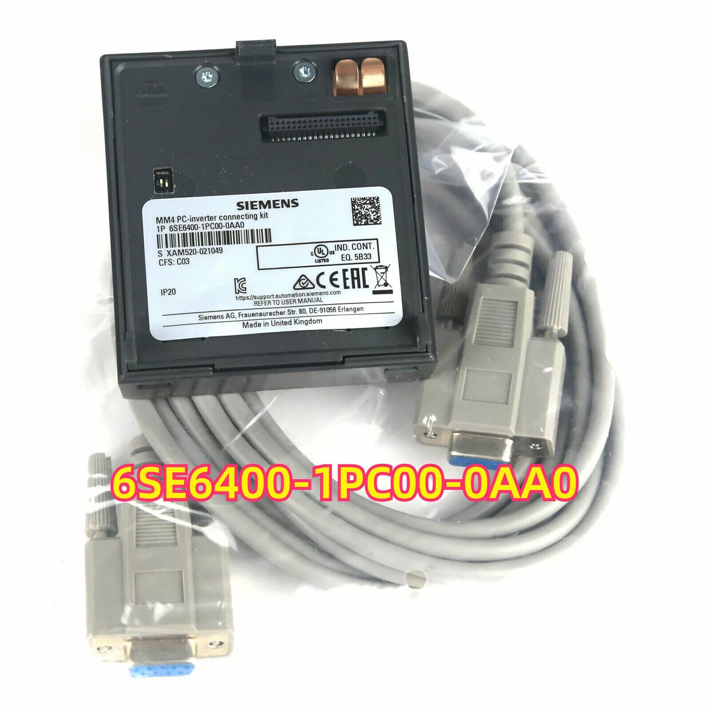 Siemens MICROMASTER 4 Connection Kit 6SE6400-1PC00-0AA0, industrial automation part with cable