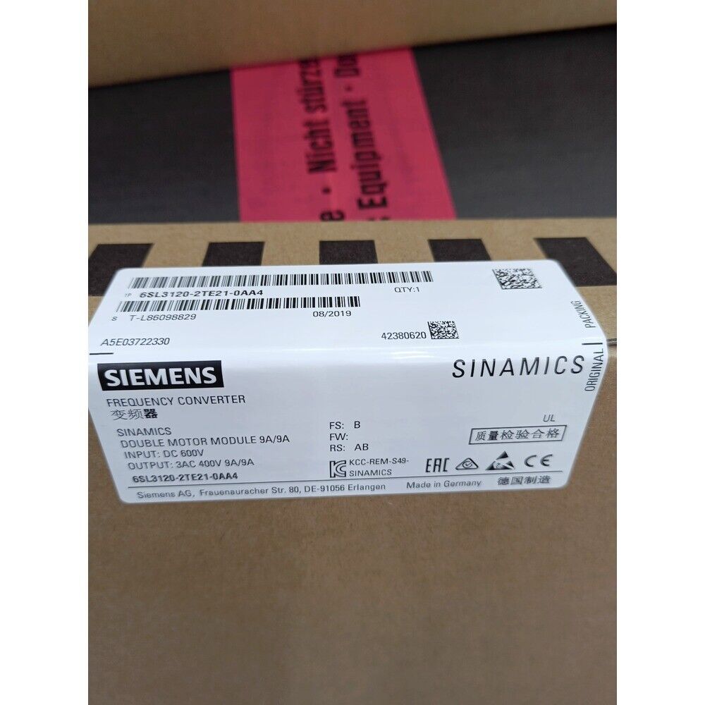 Siemens SINAMICS S120 Double Motor Module 6SL3120-2TE21-0AA4 packaging, product information