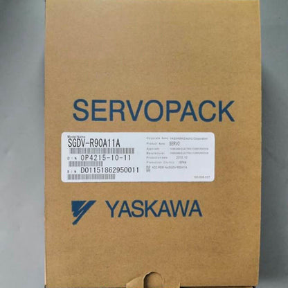 YASKAWA SGDV-R90A11A Servo Drive box, SERVO pack with product details, brown cardboard packaging