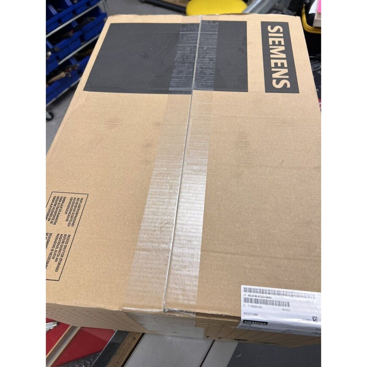 Siemens SINAMICS S120 Smart Line Module box, industrial automation part, packed for storage.