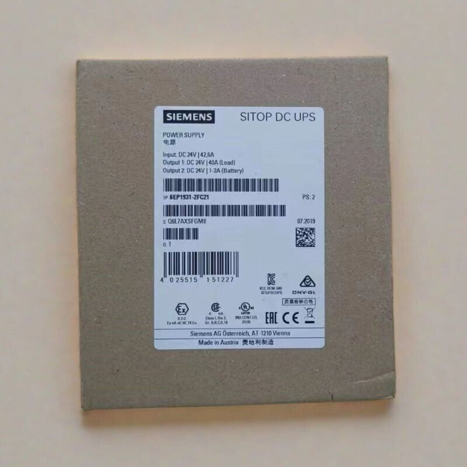 Siemens SITOP DC UPS Module 6EP1931-2FC21 Power Supply, Industrial Automation