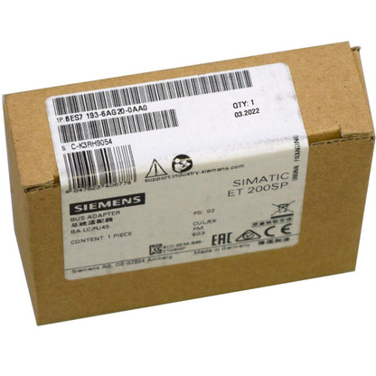 Siemens SIMATIC ET 200SP BusAdapter 6ES7193-6AG20-0AA0 in Box, Industrial Automation