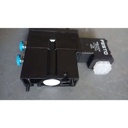 Festo MEBH-4/2-QS-4-SA Solenoid Valve, black component with blue accents, industrial automation