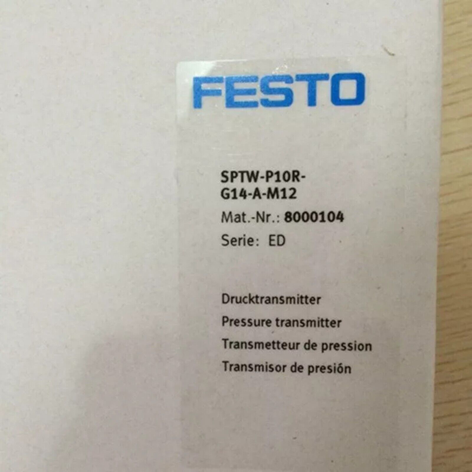 FESTO SPTW-P10R-G14-A-M12 Pressure transmitter. Industrial automation part.