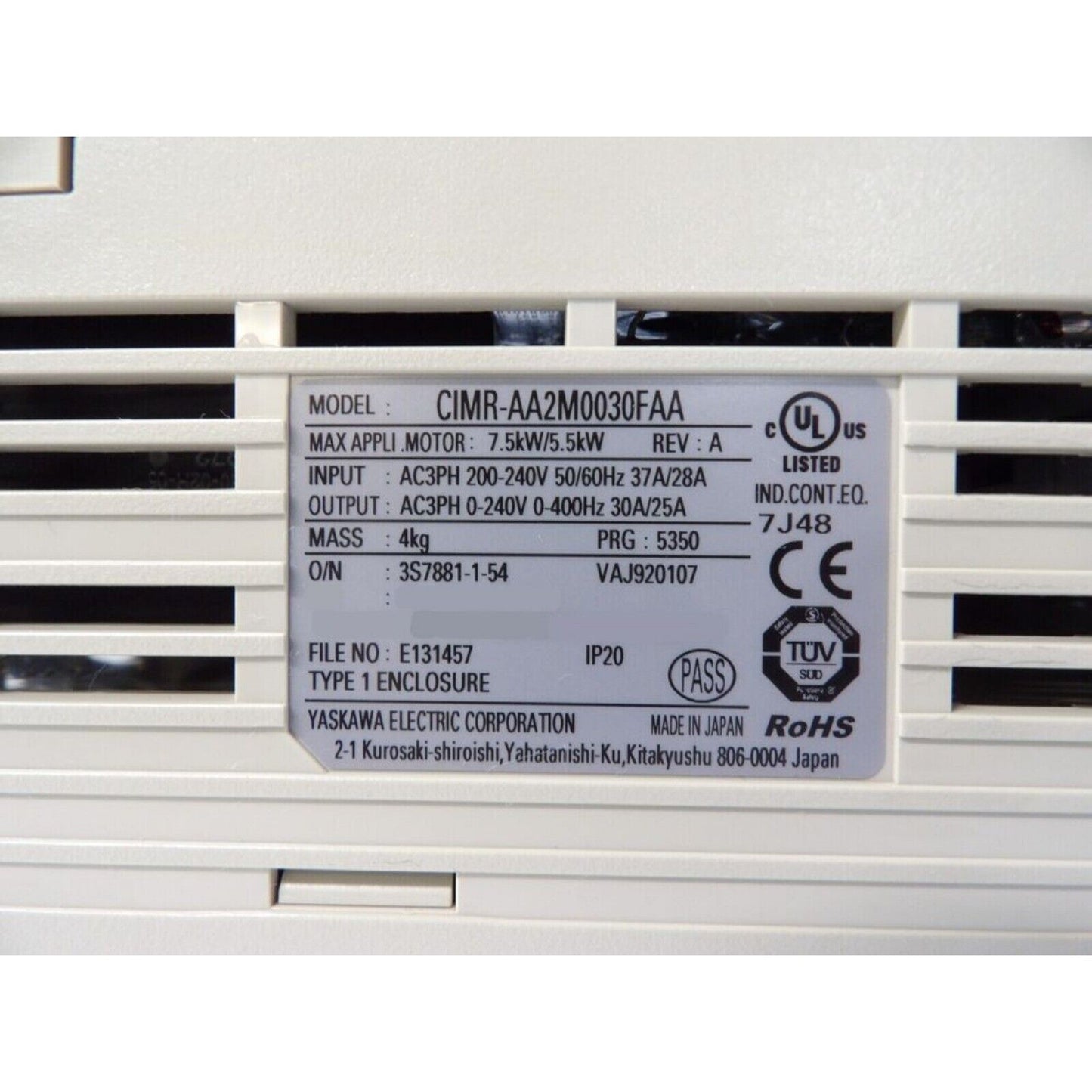 Inverter | YASKAWA | CIMR-AA2M0030FAA Digital Operator Inverter AC Drive A1000 Working Spare