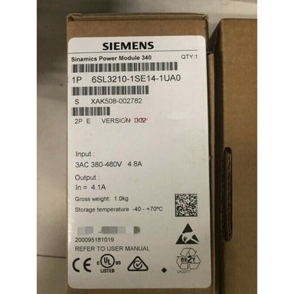 Siemens SINAMICS Power Module 340, model 6SL3210-1SE14-1UA0, industrial automation part