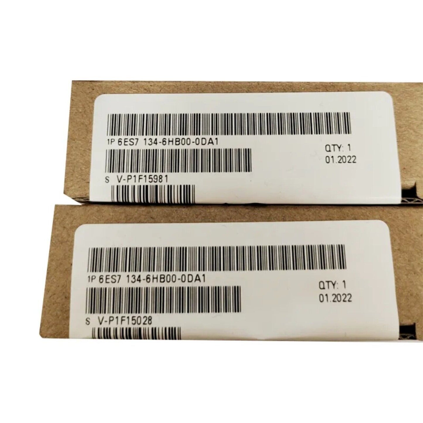 Siemens ET 200SP Analog Input Module Box with product information labels, model 6ES7 134-6HB00-0DA1