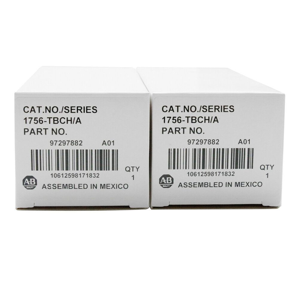 Allen-Bradley 1756-TBCH/A ControlLogix terminal block boxes, featuring part number and specifications. Industrial automation.