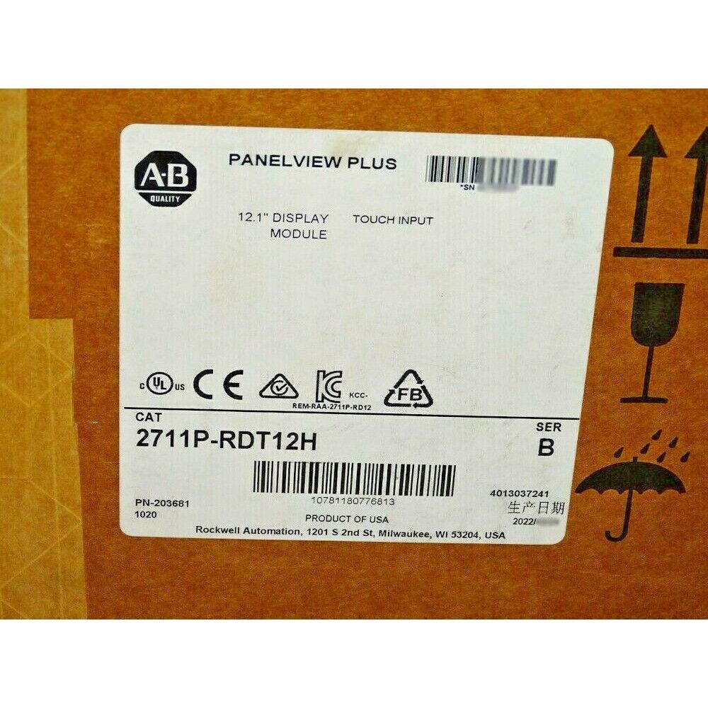 Allen Bradley PanelView Plus 12.1" display touch input module 2711P-RDT12H, industrial automation equipment