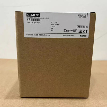 Siemens S7-300 CPU in a brown box, product detail for automation parts.