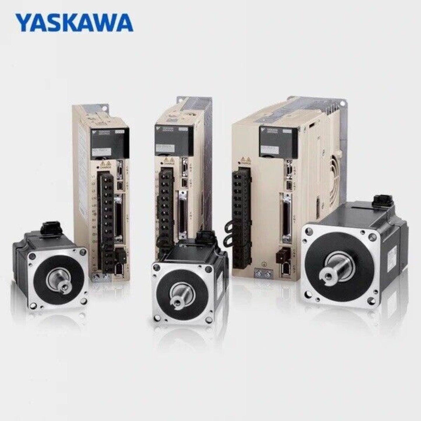 YASKAWA ServoPack Drive and motor components. Industrial automation equipment.