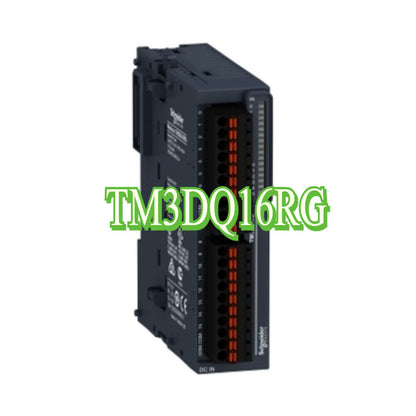 Schneider TM3DQ16RG PLC Module. Black and red industrial automation component.