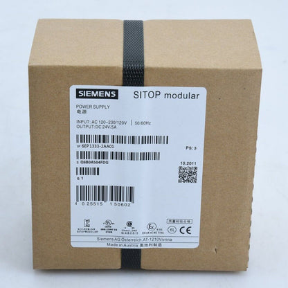 Siemens SITOP 6EP1333-2AA01 power supply box. AC input, DC output. Industrial automation component.