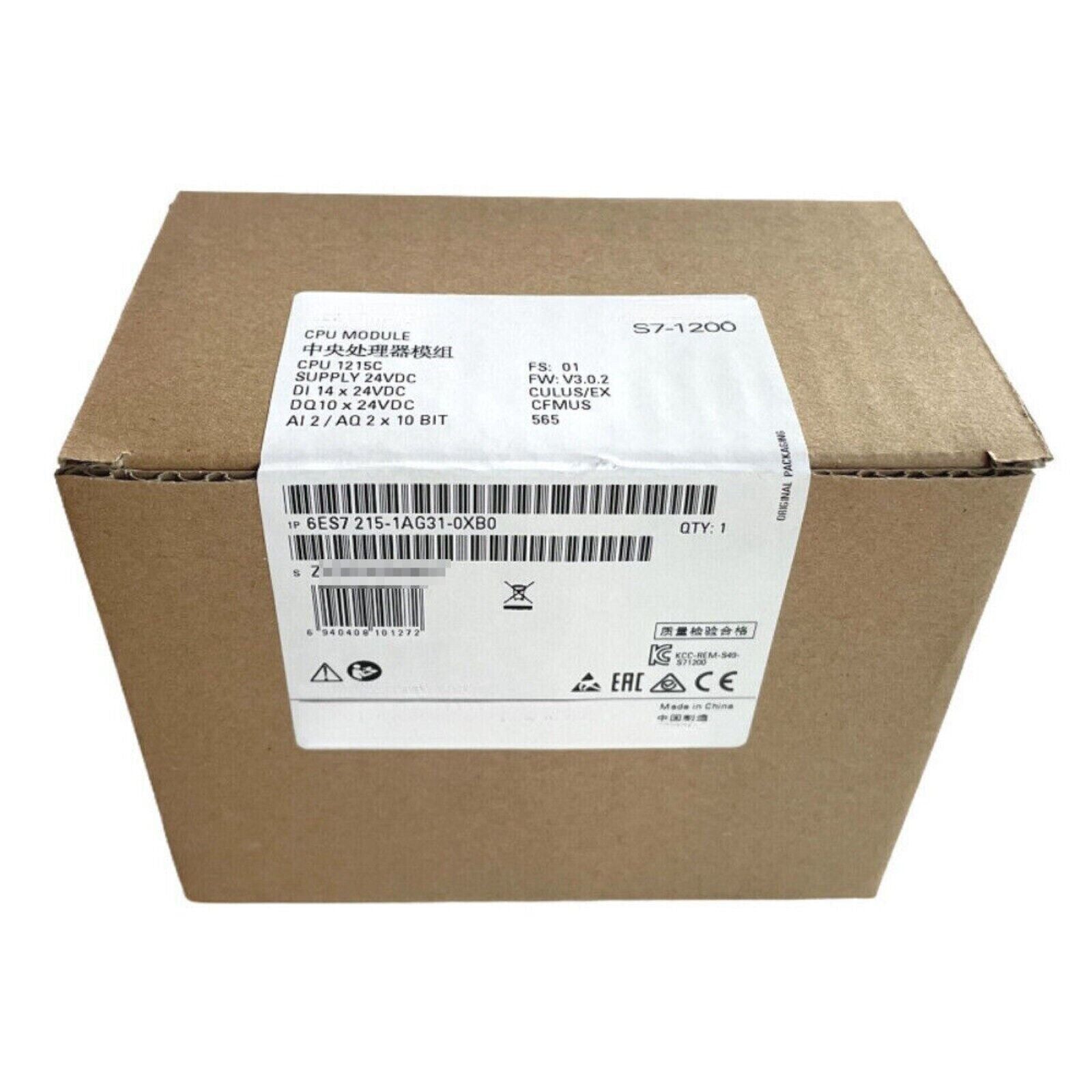 Siemens S7-1200 CPU Module in Box - 6ES7215-1AG31-0XB0, Industrial Automation Part
