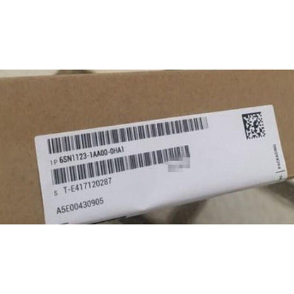 Siemens SIMODRIVE 611 Universal Power Module 6SN1123-1AA00-0HA1 label on packaging, for industrial automation