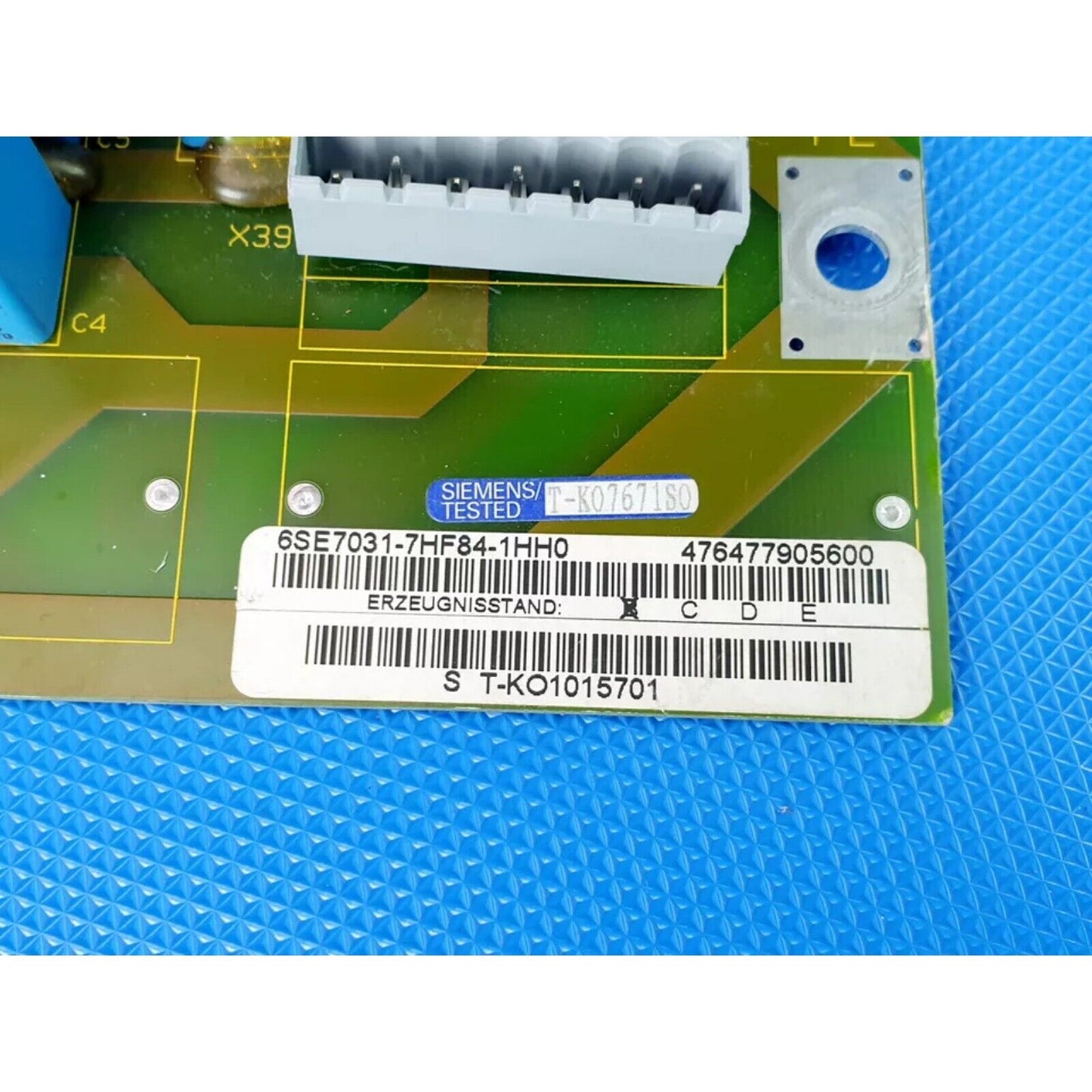 Siemens 6SE7031-7HF84-1HH0 Precharging module PCU1, industrial automation part, green PCB with components.