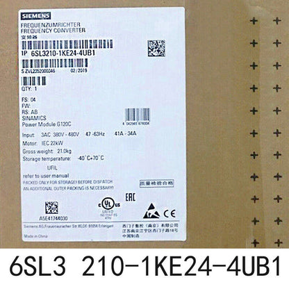 Siemens SINAMICS G120C Inverter 6SL3210-1KE24-4UB1 label, industrial automation part